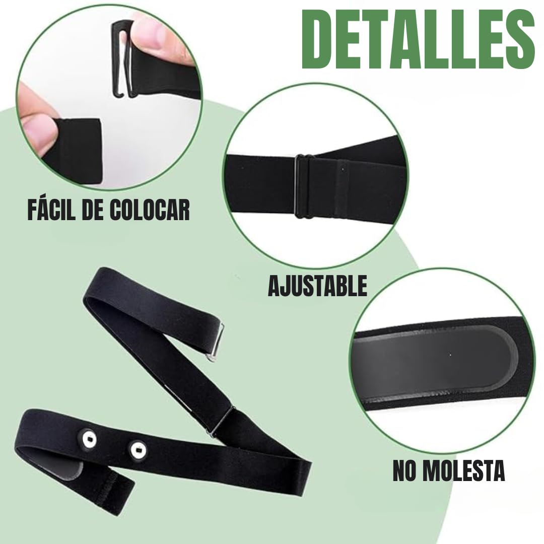 Genérico Recambio pulsometro banda pectoral | Banda Pulsometro para Sensor Frecuencia Cardiaca Compatible para el Pecho | Cinta de Pecho Ajustable para medir el Ritmo cardíaco