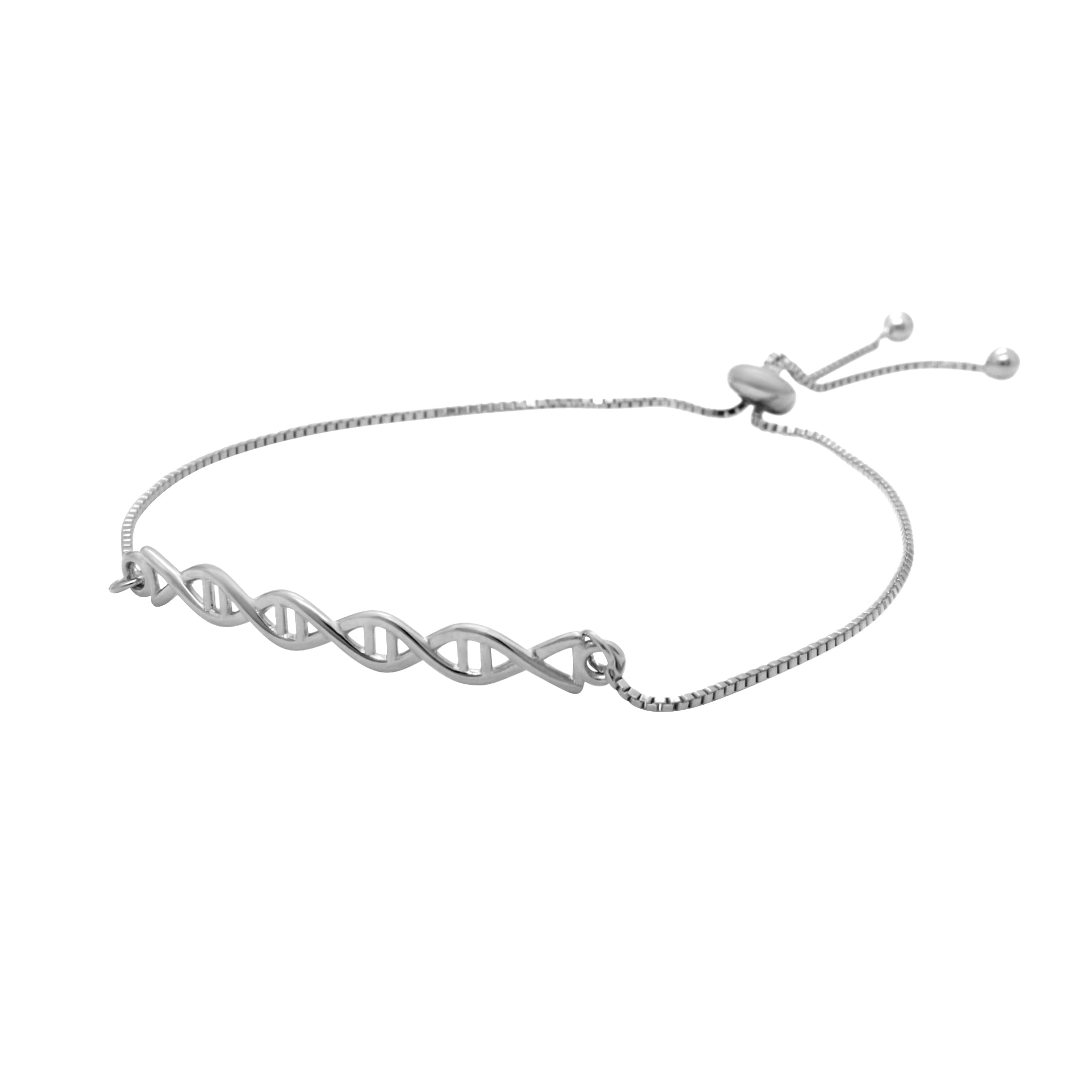 DNA Bracelet double hélice en argent sterling 925 en argent, or, or rose, disponible en cadeau pour les amateurs de biologie et de chimie