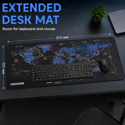 Image of Sounce Extended Gaming Mouse Pad | Large Desk Pad with Stitched Edges & Non-Slip Rubber Base | for Computer, Laptop, Keyboard | Office & Home | 800 x 300 x 2 mm