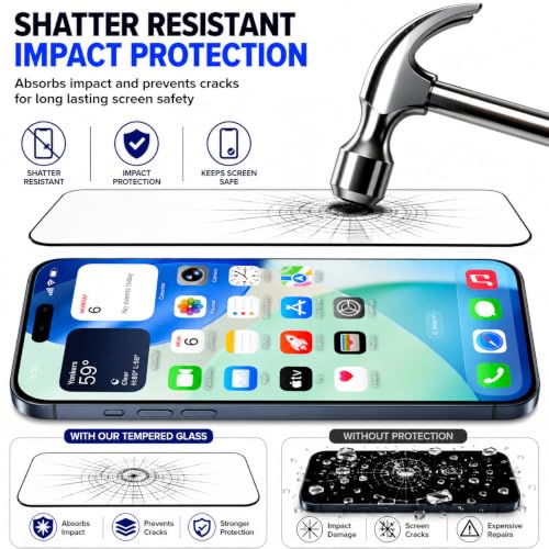 Image of Tempered Glass Screen Protector for iPhone 17 Pro Max (6.9 Inch) , 9H Hardness, HD Clear, Bubble-Free, Case Friendly, Anti-Scratch, Screen Guard Full Adhesive, Easy Installation (iPhone 17 Pro Max), Pack Of 1
