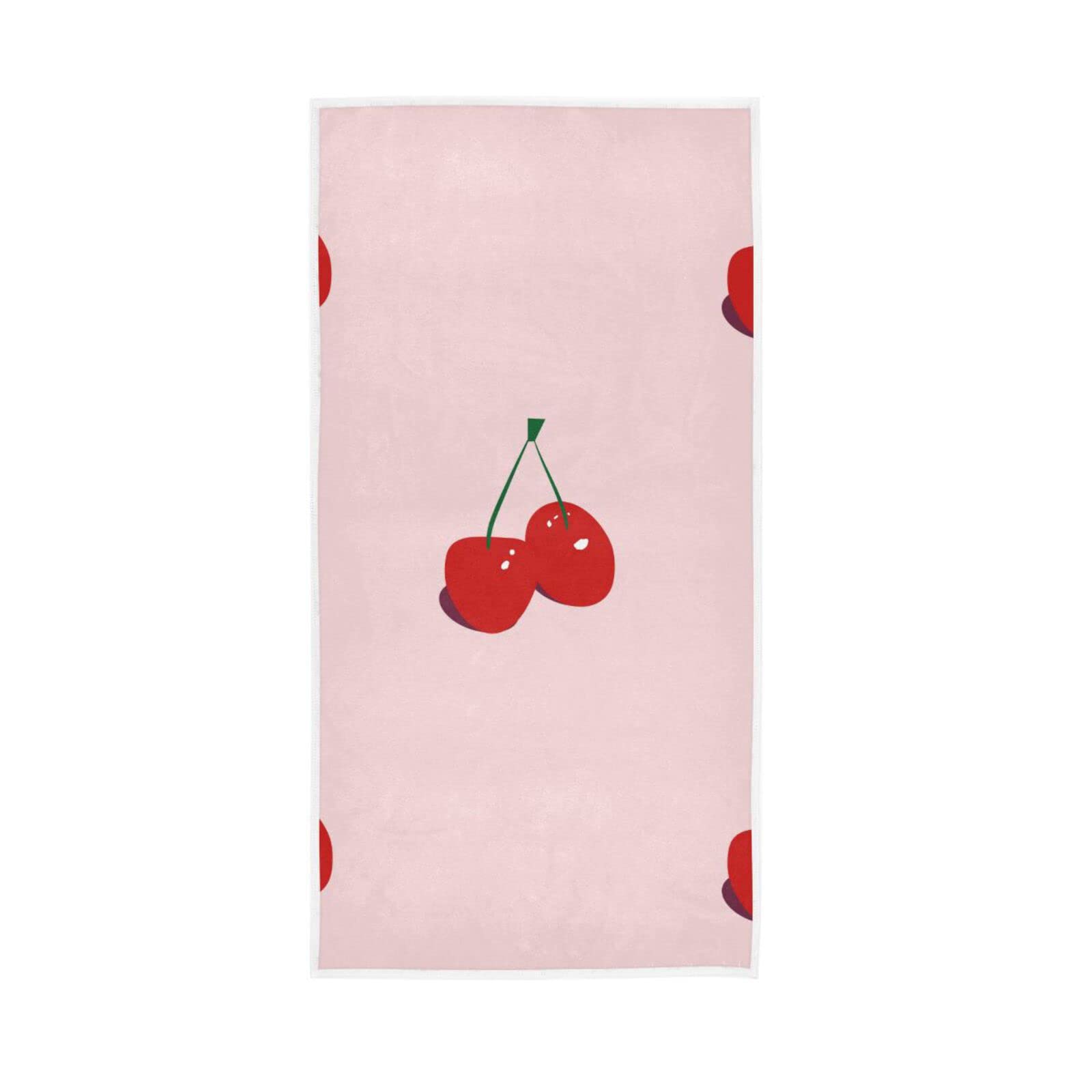 LSRCPD Hand Towels Cherry Pattern Decor Fingertip Soft Face Towel Absorbent Bathroom Kitchen Towels