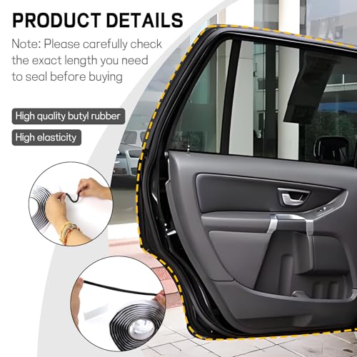 Image of Butyl Sealant Tape for Car Headlight, 13 FT Butyl Rubber Sealing Tape, Black Butyl Caulking Tape, Automotive RV Butyl Rubber Window Sealant for Taillights Windshield Doors