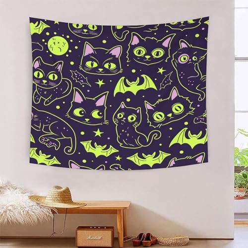 Tapisserie murale chat 3D 180x230 cm grand tissu déco salon