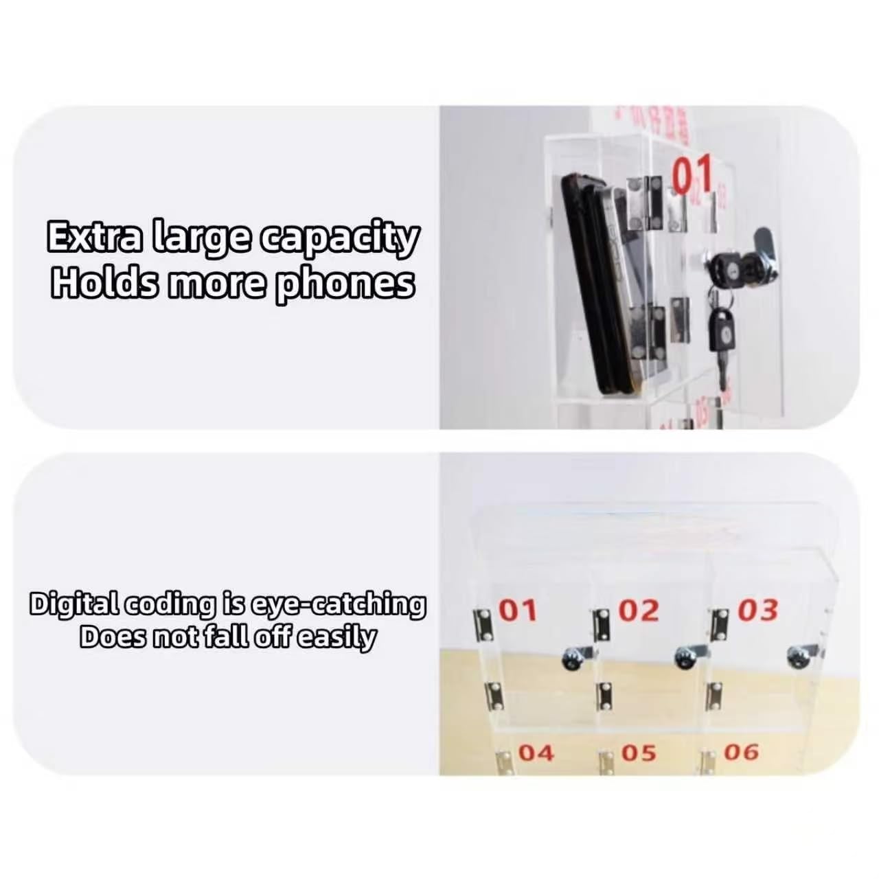 1/2/3/4/5/6/8/10/12/16/18/20 Scomparti In Acrilico Per Cellulari Armadietto Portaoggetti Per Cellulari Contenitore Portaoggetti Per Cellulari Armadietto Portaoggetti Per Cellulari(8)