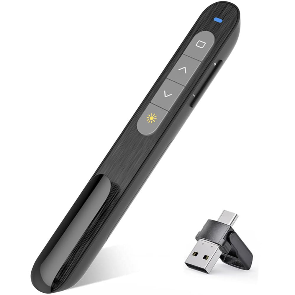 Powerpoint, 2.4GHz USB Presentation Cliqueur Zapette Powerpoint Pointeur Slide Télécommande de Présentation sans Fil pour Ordinateur PC Portable