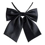 Bowtie Women Japan Lolita JK Uniform Embroidery Adjustable Necktie School Student Sailor Suit Bowknot Pre-tied Bow Tie PTK04 (Black)