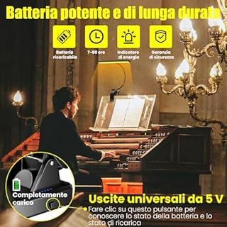 BrightArk Luce a 30 LED per leggio, luce a clip per leggio, luce ricaricabile USB per pianoforte,luce da lettura, 4 colori e 3 luminosità, perfetta per pianoforte, lettura,violino,orchestra,Spartiti