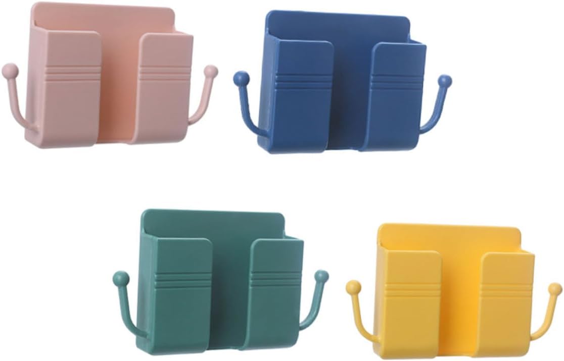ABOOFAN 4Pcs Wall-Mounted Phone Charging Brackets Adhesive Storage Racks for TV Remotes Waterproof and Sturdy Organizer for Bedroom Living Room and Office