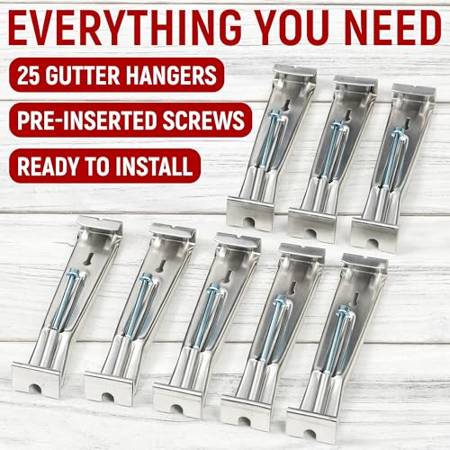 25-Pack 5" Gutter Hangers, Pre-Assembled Aluminum Rain Gutter Hangers with Screws for Easy Installation and Secure Support by Granatan - Image 8