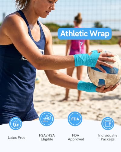 Image of FriCARE Self Adhesive Bandage Wrap, Medical Tape in First Aid Kit, Vibrant | Elastic Cohesive Bandages for Sports /Vet /Wrist Ankle Wounds, 2 Inches X 5 Yards, Latex-free 6 Rolls