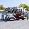 SOLIGEL 20' x 20' Heavy Duty Carport, Outdoor Metal Carport with Galvanized Roof, Car Garage Shelter with Powder-Coated Steel Frame, for Car, Boat, SUV, Agricultural Vehicles