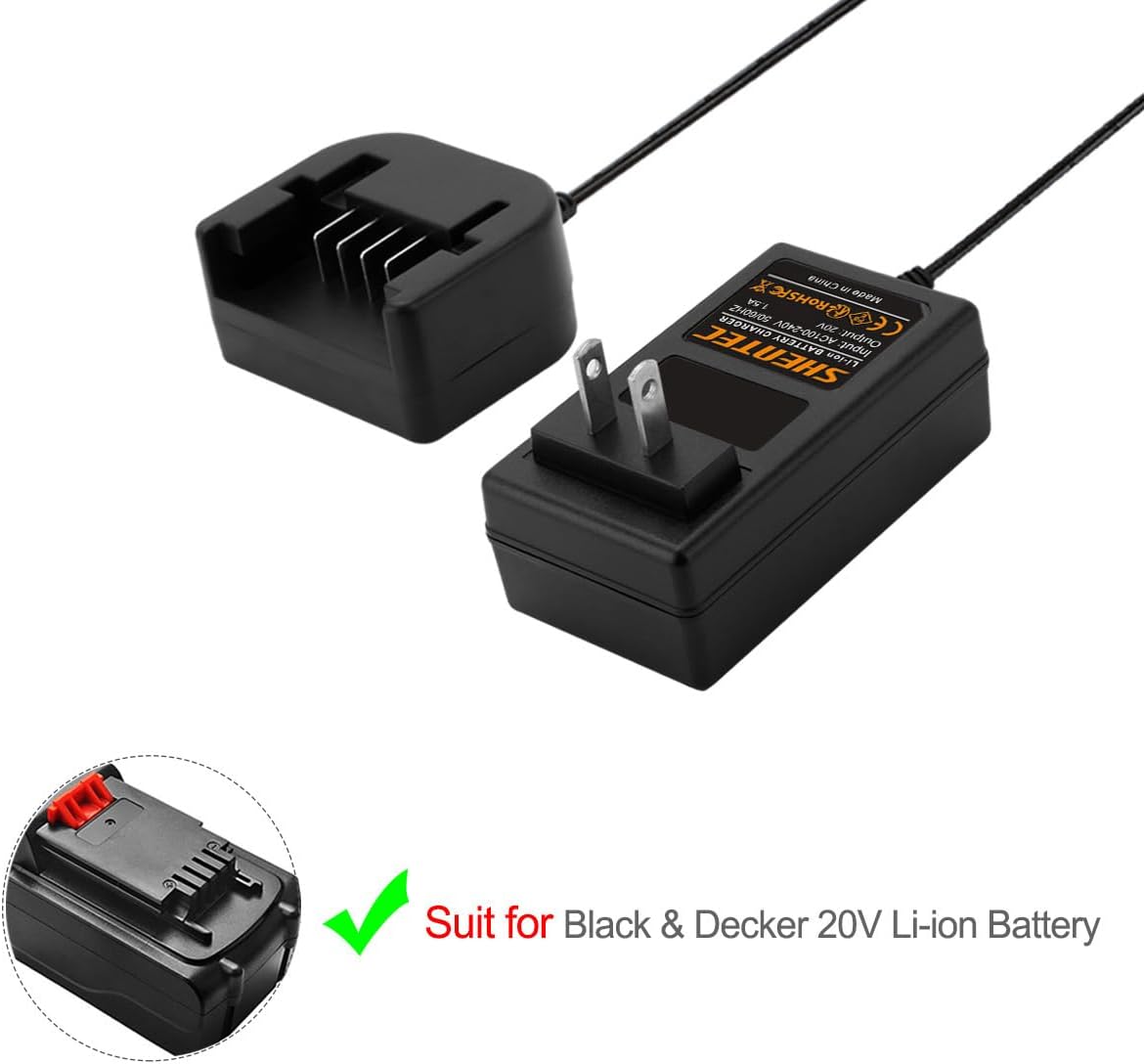 Shentec 20V Charger LCS1620 Compatible with Black and Decker LBXR20 LBXR20-OPE LB20 LBX20 LBX4020 LB2X4020-OPE 20V Lithium Slide Style Battery (BDCAC202B) - Image 7
