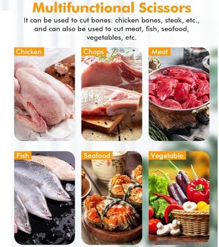 Electric Kitchen Bone Scissors - 21V Wireless Rechargeable Lithium Battery Poultry Shears for Effortlessly Cutting Chicken Bones, Vegetables, and Crab Legs