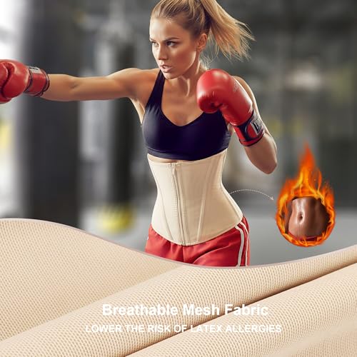 Image of SHAPERX Waist Trainer for Women Corset Shapewear Tummy Control Sport Workout Waist Cincher Body Shaper Zipper and Hooks