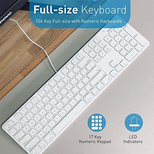 Macally Slim Wired Keyboard and a Silent Wired Mouse, Classic Apple Essentials