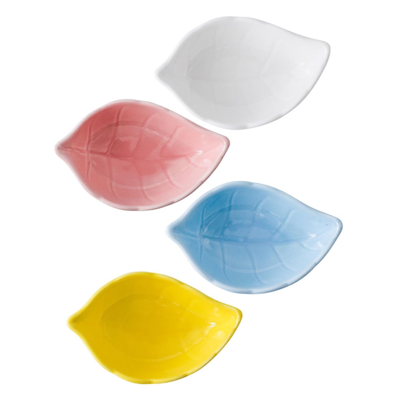 MUCKLILY 4Pcs Ceramic Dipping Dishes Creative Sauce Plates for Condiments Oil Vinegar for Serving Side Dishes Appetizers and Sauces Kitchenware