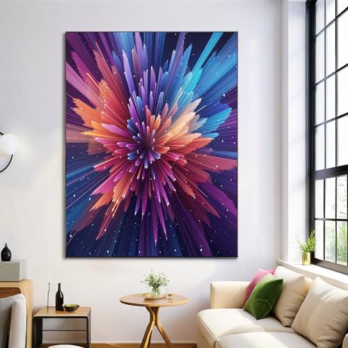 Peinture murale sur toile feux d'artifice abstraite de 60 x 90 cm pour salon