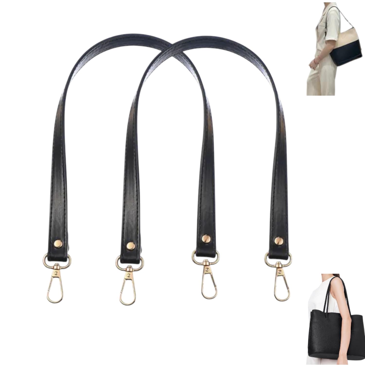 Premium Pu Leather Handles Exclusive for Shoulder Bags Or Carry Underarm Bags, Long Handles 28" Inches Length with Golden Buckles, Durable Replacement Strap for Handbags, DIY Bag Making & Repairs.