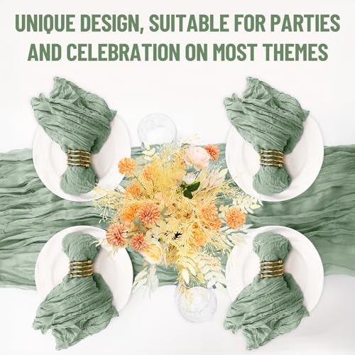 Cupuamon 25 Pack Cheesecloth Napkins 20x20 Inch Dinner Table Napkins Boho Washable Rustic Gauze Napkins Bulk for Wedding Bridal Baby Shower Party Decor (Sage Green) by Cupuamon - Used condition - Image 7