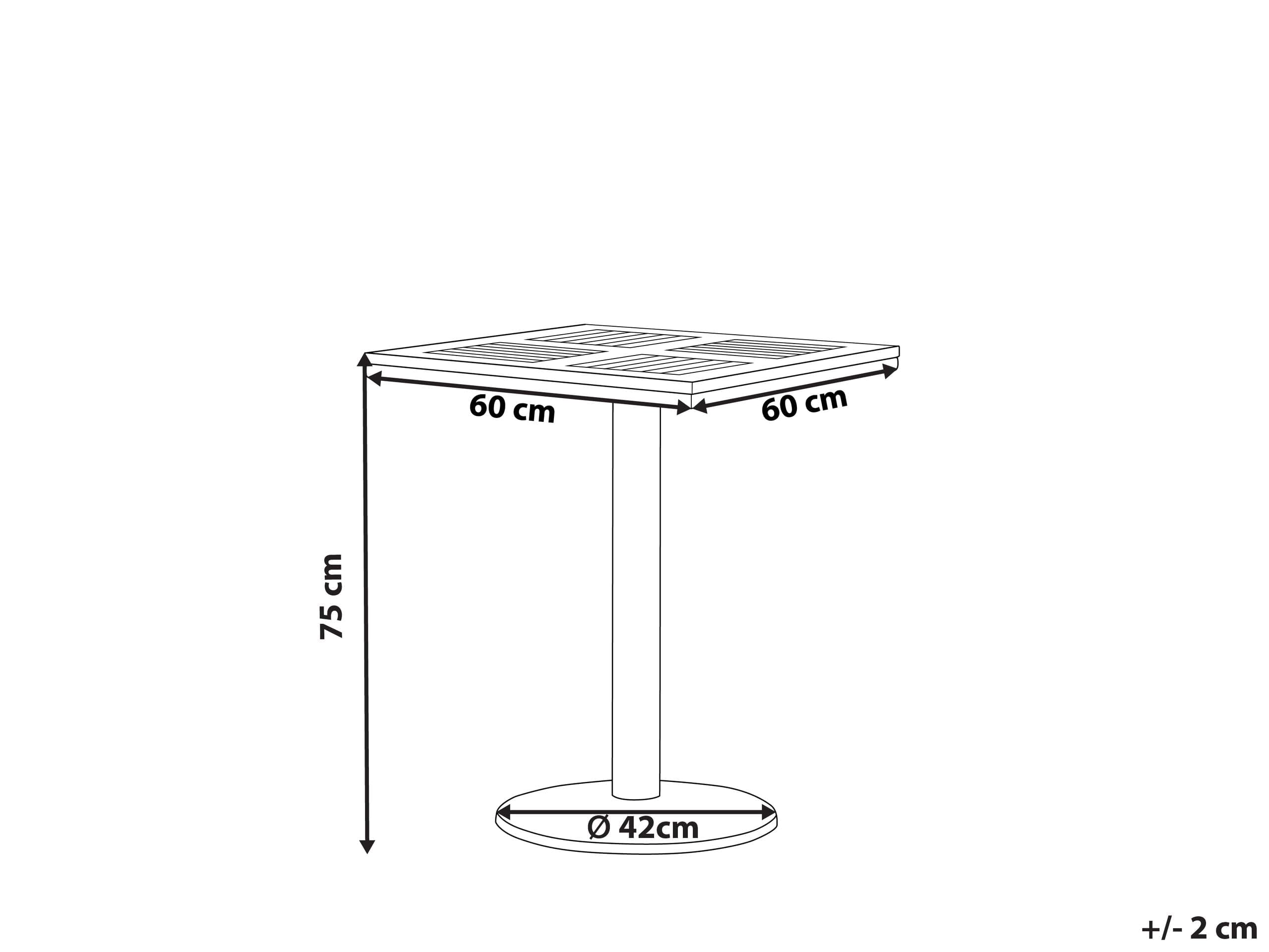 Beliani Mesa de Centro balcón Tablero de Madera Clara 60 x 60 cm Base de Metal Negro rústico Moderno Palmi
