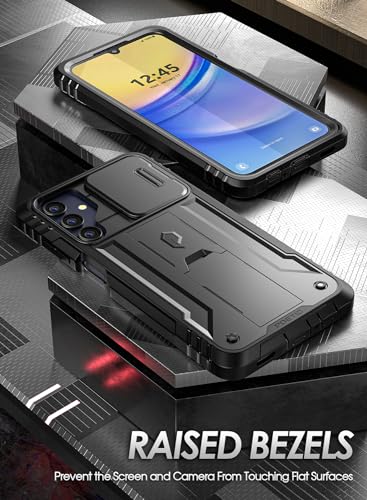 Poetic Revolution Case for Samsung Galaxy A15 5G,[Slide Camera Cover],[20FT Mil-Grade Drop Tested], Full-Body Military Grade Rugged Shockproof Cover with Kickstand and Built-in-Screen Protector, Black - Thumbnail 7