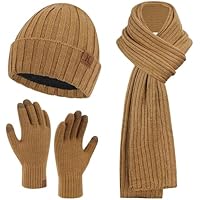 ZASFOU Juego de gorro de invierno para hombre, bufanda larga
