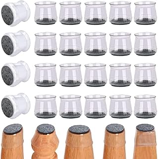 24PCS Silicone Chair Leg Protectors, Qupzze Table/Stool Feet Covers with Felt Pads, Furniture Leg Caps Cups for Hardwood Floors to Prevent Floor Scratches and Noise