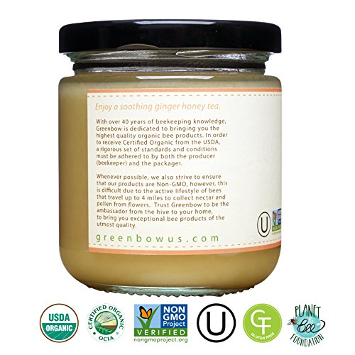 Greenbow Organic Honey With Ginger - 100% Usda Certified Organic, Non-Gmo, Gluten Free Organic Ginger Honey - Whole Food Organic Ginger Honey – 11Oz (311G) #TOP3
