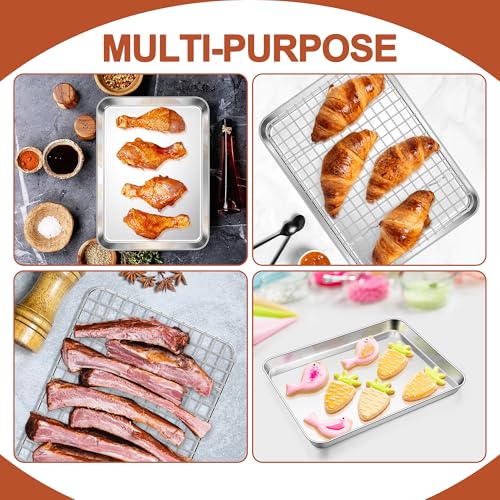 E-far Baking Sheet with Wire Rack Set, 10.5" x 8.3" (1 Pan +1 Cooling Rack) - image 7