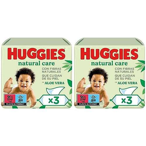 Huggies Natural Care Toallitas para Bebé - 3 paquetes de 56 unidades (168 Toallitas) (Paquete de 2)