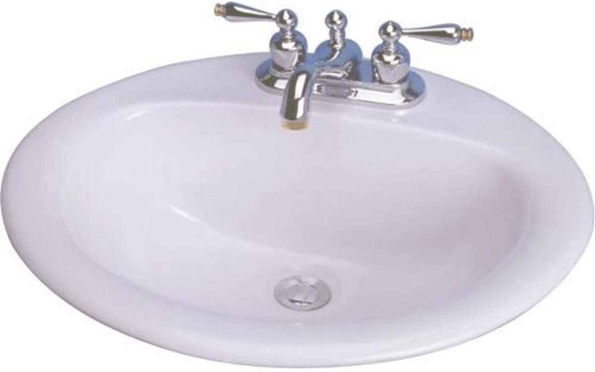 Cascadian L1290WH4 20-Inch by 17-Inch Oval Lavatory Sink, White