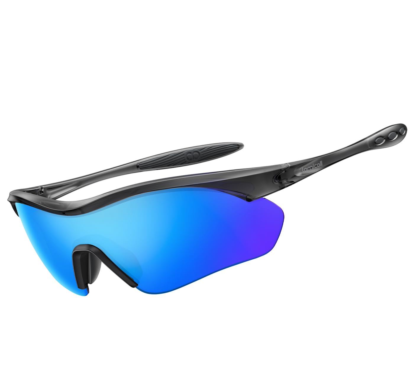 Lamicall Lunettes de Soleil Cyclisme Polarisées - [22g Ultraléger] TAC Verres Monoblocs, UV400 Protection, TR90-Monture, Plaquette de Nez & Branches Réglable, Lunettes de Soleil Sport pour Homme/Femme