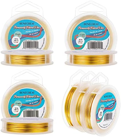 BENECREAT 3 Rolls Jewelry Wire 18 Guage/22 Gauge/28 Gauge Tarnish Resistant Copper Wire for Beading Crystal Wrapping Ring Making and Other Jewelry Crafts