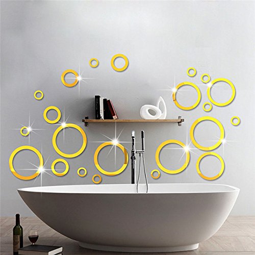 Buy 21pcs/lot Ring Shape Acrylic Mirror Effect Sticker Wall Sticker Round Circle Mirror Surface