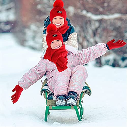 Kids Winter Hat Scarf Gloves Set for 3-10 Years Old Boys Girls Winter Knit Warm chenille Kids Hat Scarf Gloves Set3
