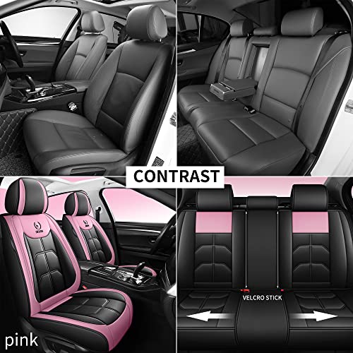 Nypklo02 Car Seat Covers Automotive Vehicle Cushion Cover For 5 Passenger Cars & Suv Universal Fit Set For Auto Interior Accessories Ttrucks Airbags Compatible With Synthetic (Black And Pink) #TOP3