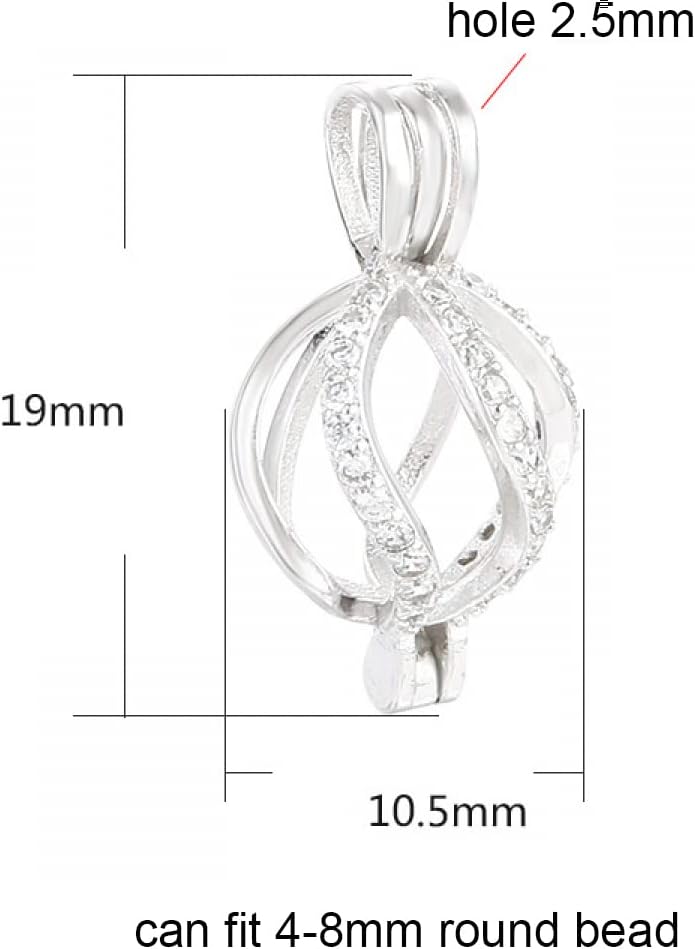 Solid 925 Silver CZ Ball Cage Charm for 4-8mm Pearls and Gemstone Pendant Setting Handmade Lockets Charm for Bracelet Necklace Craft - Image 2