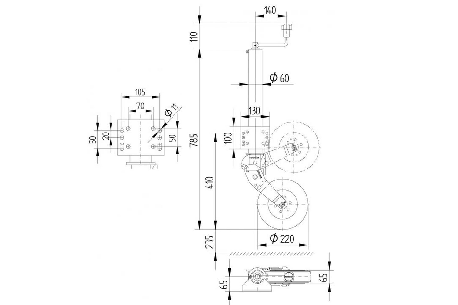 Knott ATK60 Stützrad 350kg 60mm