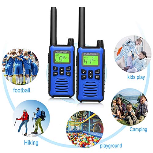 4 Pack Walkie Talkie for Kids FLOUREON Two Way Radio Long Range Walky Talky 22 Channel 3000M (MAX 5000M) USB Cable Charging for Outdoor Adventures Camping Hiking