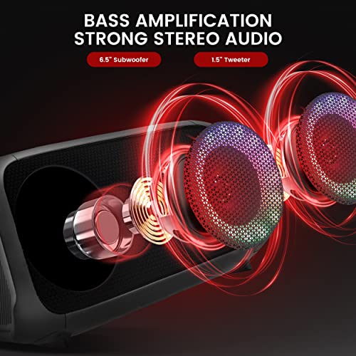 Pyle Wireless Portable Bluetooth Boombox Speaker - 500W Rechargeable Boom Box Speaker Portable Barrel Loud Stereo System - Flashing Led, Fm Radio/Aux/Mp3/Usb Flash Drive/Micro Sd, & 1/4 In -Pphp652B #TOP1