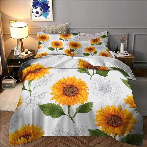 Housse de couette tournesol 140x200 adulte imprimé 3D douce - 6