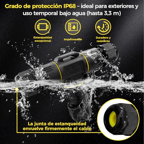Miniatura 4 de 4 Conectores De Cable Impermeables De 3 Polos Ip68, Manguito De Conexión, Cable Subterráneo, Caja De Distribución Para Diámetro De Cable De 5 12 Mm De Diámetro, Caja De Derivación Para Exterior
