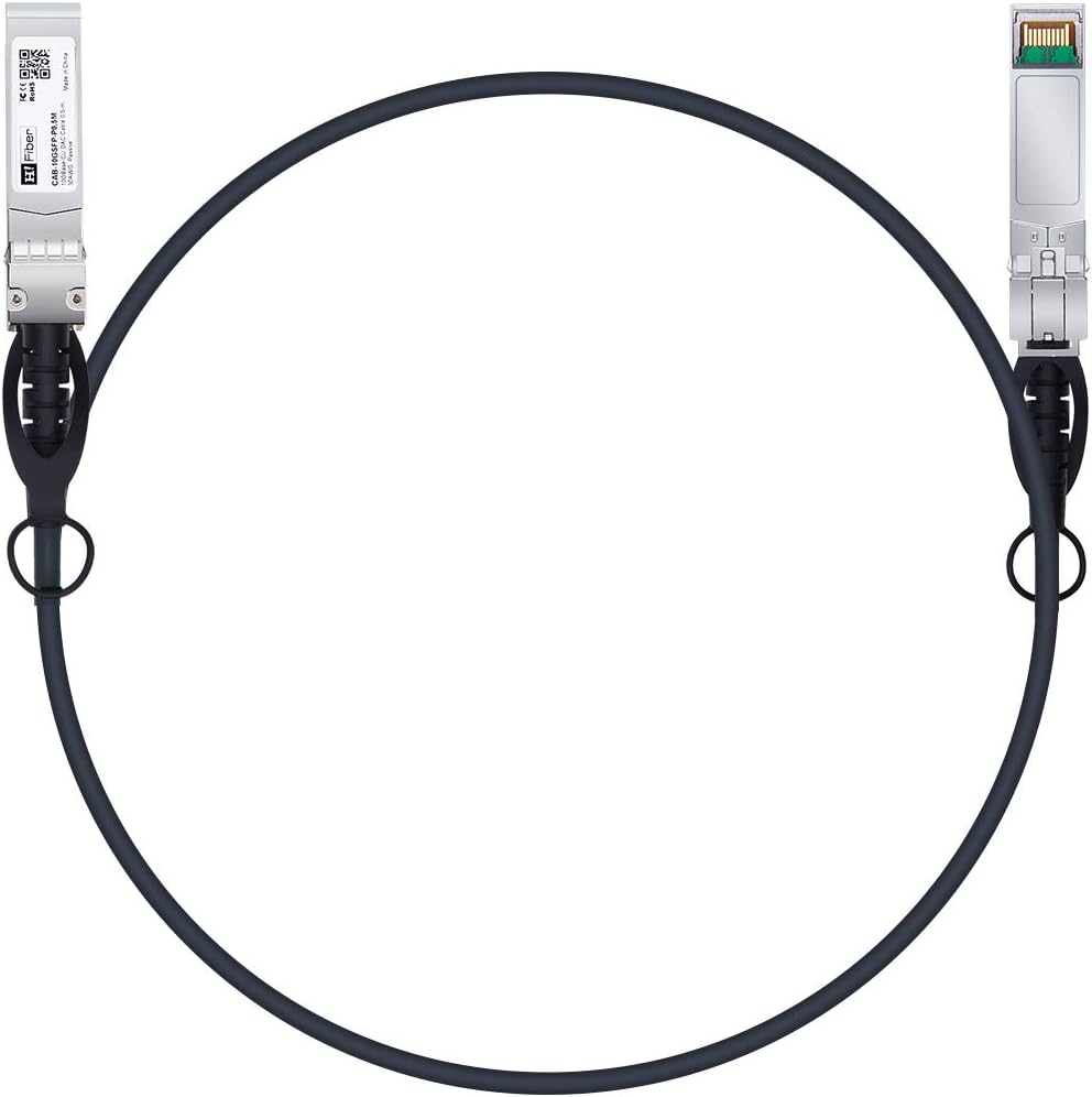 H!Fiber SFP+ Cable, 10G SFP+ DAC, 1.5M(5ft), Passive Direct Attach Copper Twinax Cable for Cisco SFP-H10GB-CU1.5M, Ubiquiti UniFi UC-DAC-SFP+, Meraki, Mikrotik, Intel, Fortinet, Netgear