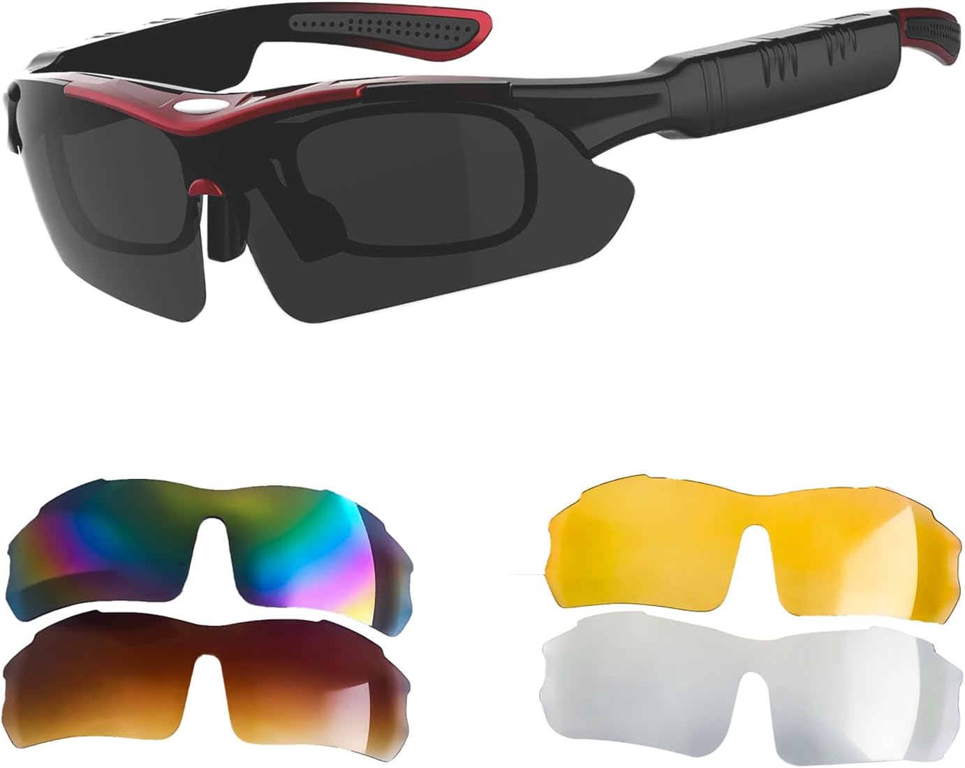 Smart Glass，Bluetooth Glass，Cycling Sport Sunglasses，Open Wearable Stereo Audio Glasses，Built in Microphone and Speaker，Touch Control and Voice Assistant，Type-C Charging，UV400 Protection Lenses