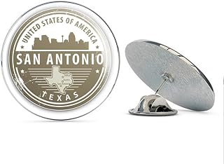San Antonio Texas USA Grunge Rubber Stamp Travel Round Metal 0.75" Lapel Pin Hat Shirt Pin Tie Tack Pinback