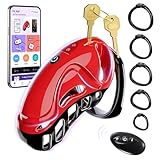 貞操具 振動貞操ロック 【10種類の強力振動モード+リモコン付き +アプリ遠隔操作 】5つの貞操リング付き サイズ調節可能 SMプレイ男性用 ペニス拘束 SM拘束グッズ 拘束具 磁気充電 男性用貞操ケージ 大人のおもちゃ アダルトグッズ