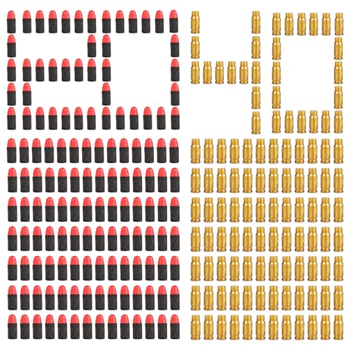 Lot de 160 Munitions en Mousse pour Pistolets à Billes et Flèches - Accessoires d'Armes Jouets pour Enfants, Garçons et Filles