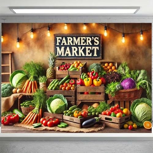 Fondo Vinilo Mercado Agricultores 7x5ft miniatura 3