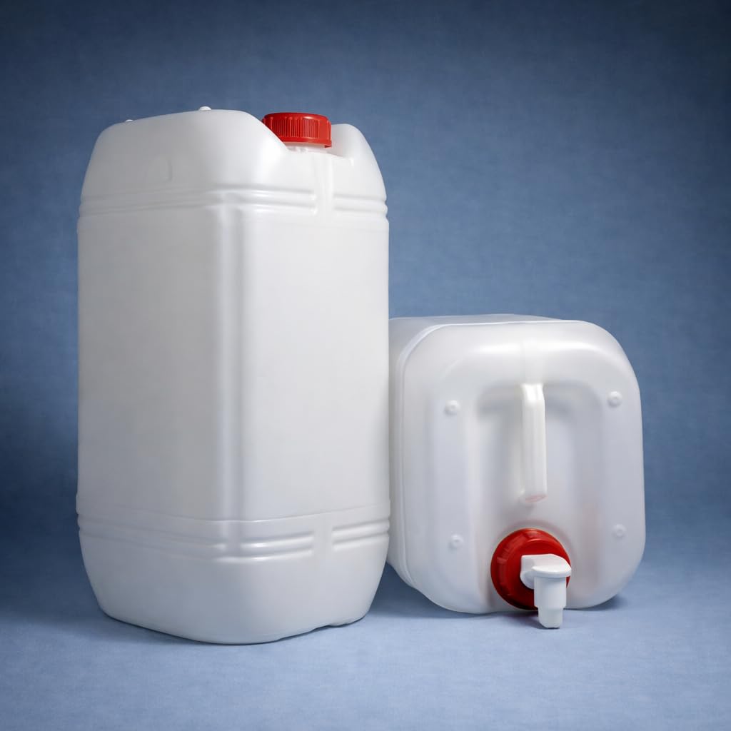 Bidon 30 Litros con Grifo Plástico | Bidon Rectangular Apto para Uso Alimentario, Reutilizable | Garrafa Agua con Cierre Hermético, Cómoda, Fácil de Usar | Para Camping o Cocina