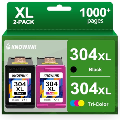 304 XL Cartouche d'encre Compatible avec Cartouche Encre HP 304XL Noir et Couleur pour HP Deskjet 3760 3762 2620 2625 2630 2635 2655 3700 3720 3755 Envy 5010 5020 5030 5032(2-Pack)